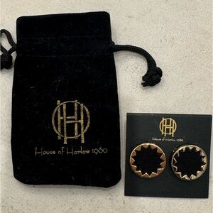House of Harlow 1960 Black and Gold Starburst Earrings